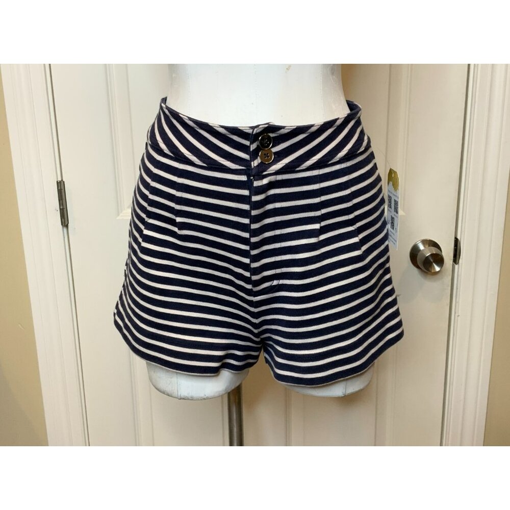 Marc by Marc Jacobs Navy Blue & Cream Striped Short Shorts, Size 0